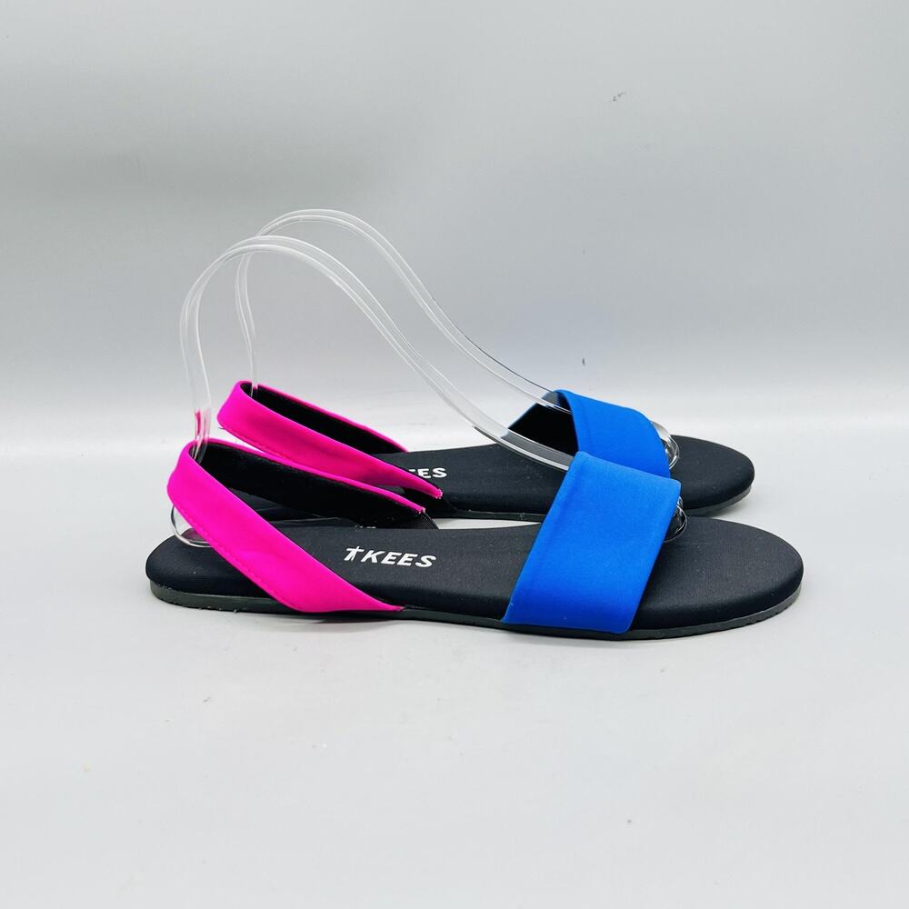 TKEES Sandals Womens 8 Multicolor Synthetic Slingback Strap Flat Casual Shoes